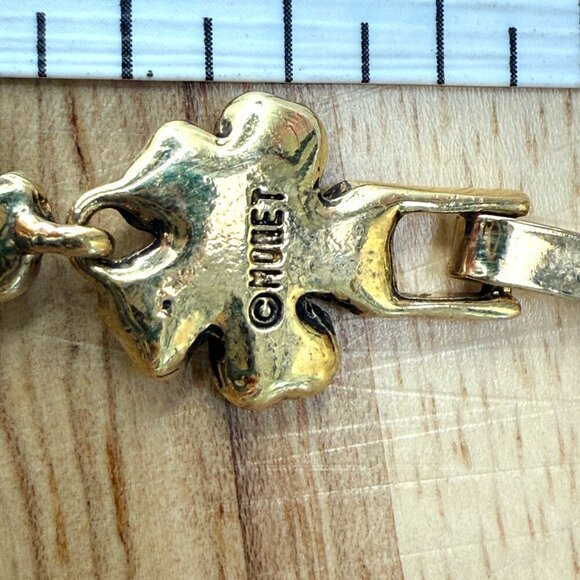 Monet Gold-Tone Floral Bracelet With Purple Rhinestones 7" Fit - Picture 8 of 8